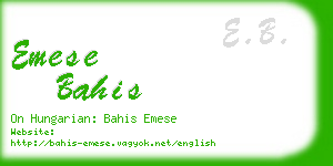 emese bahis business card